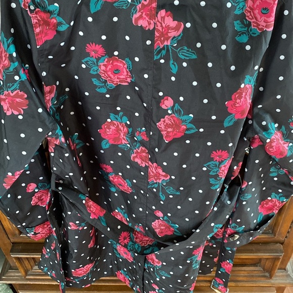 Capelli New York Hooded Belted floral dots Rain Trench Coat jacket size Medium - Picture 15 of 16